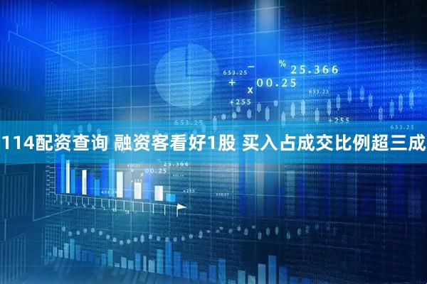 114配资查询 融资客看好1股 买入占成交比例超三成